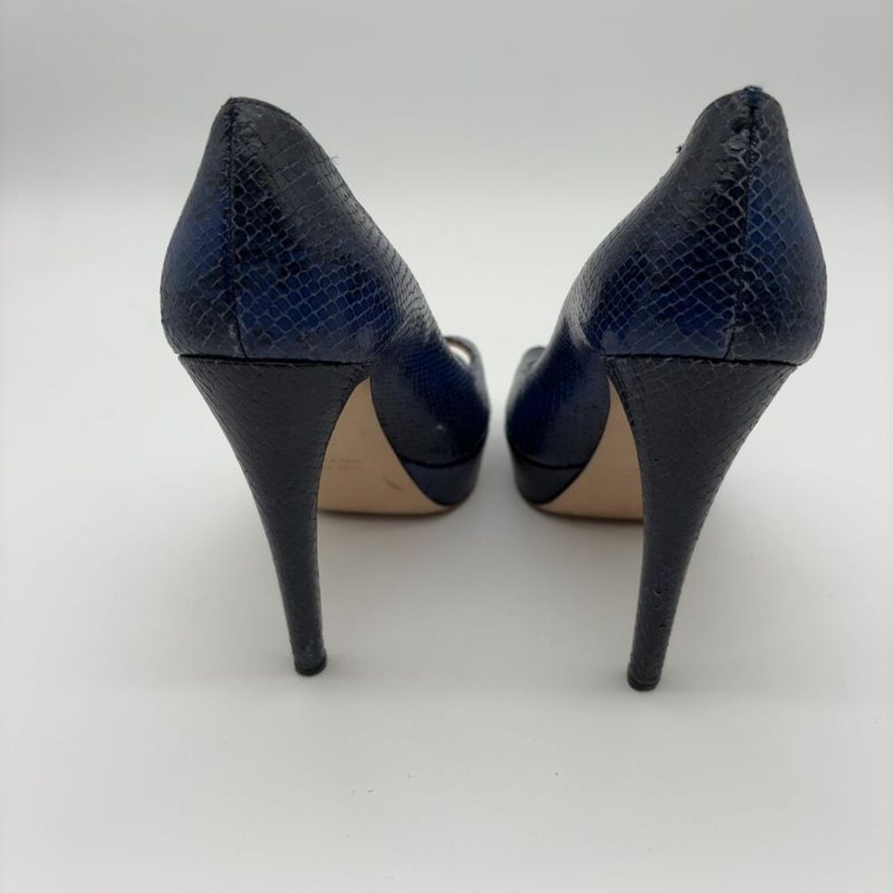 Miu Miu Python Embossed Peep Toe Pumps - image 4